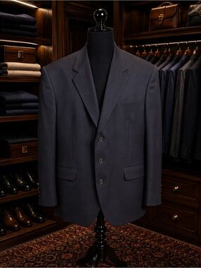 Biella 100% Wool Navy Blue Blazer Sport Coat 52R Big Tall Men’s Suit Jacket